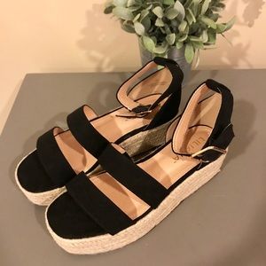 Black platform espadrille sandals